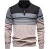 image:imageSOLY HUX Mens Long Sleeve Sweater Color Block Striped Quarter Zip Pullover Fall Knit TopsApricot Grey Multi