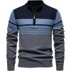 image:imageSOLY HUX Mens Long Sleeve Sweater Color Block Striped Quarter Zip Pullover Fall Knit TopsGrey Blue