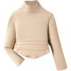 image:imageSOLY HUX Toddler Girls T Shirt Turtleneck Long Sleeve Ruched Tee Slim Fit Casual TopsPure Apricot