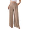 image:imageSOLY HUX Womens Elegant Dress Pants Elastic Waist Wide Leg Office Work Casual TrousersPlain Apricot