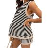 image:imageSOLY HUX Womens Maternity 2 Piece Outfits Striped Knit Tank Tops and Shorts Pregnancy Loungewear Mama ClothesMulticoloured Striped