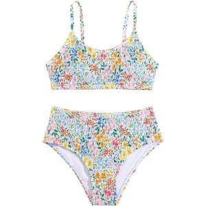 image:imageSOLY HUX Girls Floral Print Bikini Set Spaghetti Strap Smocked Bathing Suit Two Piece SwimsuitMulticoloured Floral