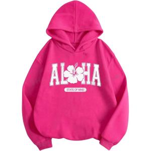 image:imageSOLY HUX Girls Graphic Sweatshirt Letter Floral Print Long Sleeve Oversized Hoodies Pullover TopsHotpink Letter