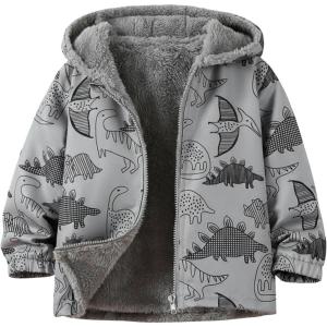 image:imageSOLY HUX Toddler Boys Cartoon Fleece Jacket Zip Up Hooded Long Sleeve Warm Outerwear Winter CoatsGrey Dinosaur