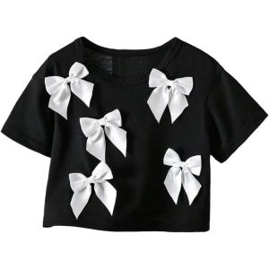 image:imageSOLY HUX Toddler Girls Cute Bow T Shirt Crew Neck Short Sleeve Tee Y2k Summer TopsBlack Bow