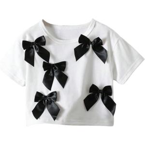 image:imageSOLY HUX Toddler Girls Cute Bow T Shirt Crew Neck Short Sleeve Tee Y2k Summer TopsWhite Bowknot