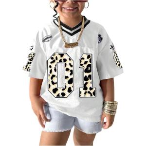 image:imageSOLY HUX Toddler Girls Graphic Jersey Shirts Sporty Short Sleeve TShirt Summer Tops Y2k Clothes StreetwearWhite Graphic