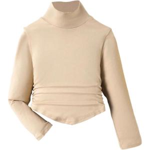 image:imageSOLY HUX Toddler Girls T Shirt Turtleneck Long Sleeve Ruched Tee Slim Fit Casual TopsPure Apricot