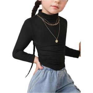 image:imageSOLY HUX Toddler Girls T Shirt Turtleneck Long Sleeve Ruched Tee Slim Fit Casual TopsPure Black