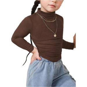 image:imageSOLY HUX Toddler Girls T Shirt Turtleneck Long Sleeve Ruched Tee Slim Fit Casual TopsPure Brown