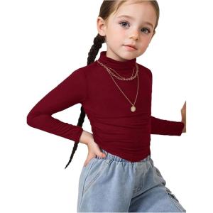 image:imageSOLY HUX Toddler Girls T Shirt Turtleneck Long Sleeve Ruched Tee Slim Fit Casual TopsPure Burgundy