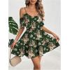 image:imageSOLY HUX Womens Boho Floral Print Cold Shoulder Dress Short Sleeve Ruffle A Line Vacation Elegant Mini DressesArmy Green