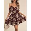 image:imageSOLY HUX Womens Boho Floral Print Cold Shoulder Dress Short Sleeve Ruffle A Line Vacation Elegant Mini DressesBurgundy Flower