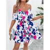 image:imageSOLY HUX Womens Boho Floral Print Cold Shoulder Dress Short Sleeve Ruffle A Line Vacation Elegant Mini DressesMulticolor Floral
