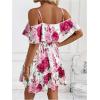 image:imageSOLY HUX Womens Boho Floral Print Cold Shoulder Dress Short Sleeve Ruffle A Line Vacation Elegant Mini DressesMulticolor Floral Print