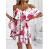 image:imageSOLY HUX Womens Boho Floral Print Cold Shoulder Dress Short Sleeve Ruffle A Line Vacation Elegant Mini DressesMulticolor Floral Print