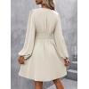 image:imageSOLY HUX Womens Elegant Dress V Neck Long Sleeve High Waist Swing Prom Cocktail Short DressesPlain Apricot