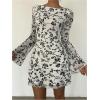 image:imageSOLY HUX Womens Floral Sexy Mesh Mini Dress Bell Long Sleeve Bodycon Going Out DressesWhite Floral