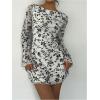 image:imageSOLY HUX Womens Floral Sexy Mesh Mini Dress Bell Long Sleeve Bodycon Going Out DressesWhite Floral