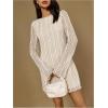 image:imageSOLY HUX Womens Lace Mini Dress Boat Neck Long Sleeve Lettuce Trim Bodycon DressesPure Apricot