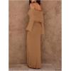 image:imageSOLY HUX Womens Off The Shoulder Long Sleeve Sweater Dress Party Formal Bodycon Maxi DressesDeep Khaki