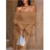 image:imageSOLY HUX Womens Off The Shoulder Long Sleeve Sweater Dress Party Formal Bodycon Maxi DressesDeep Khaki