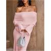 image:imageSOLY HUX Womens Off The Shoulder Long Sleeve Sweater Dress Party Formal Bodycon Maxi DressesLight Pink