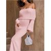 image:imageSOLY HUX Womens Off The Shoulder Long Sleeve Sweater Dress Party Formal Bodycon Maxi DressesLight Pink