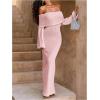 image:imageSOLY HUX Womens Off The Shoulder Long Sleeve Sweater Dress Party Formal Bodycon Maxi DressesLight Pink