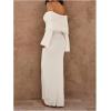 image:imageSOLY HUX Womens Off The Shoulder Long Sleeve Sweater Dress Party Formal Bodycon Maxi DressesPlain Beige