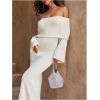 image:imageSOLY HUX Womens Off The Shoulder Long Sleeve Sweater Dress Party Formal Bodycon Maxi DressesPlain Beige