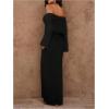 image:imageSOLY HUX Womens Off The Shoulder Long Sleeve Sweater Dress Party Formal Bodycon Maxi DressesPlain Black