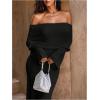 image:imageSOLY HUX Womens Off The Shoulder Long Sleeve Sweater Dress Party Formal Bodycon Maxi DressesPlain Black
