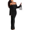 image:imageSOLY HUX Womens Off The Shoulder Long Sleeve Sweater Dress Party Formal Bodycon Maxi DressesPlain Black