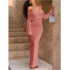 image:imageSOLY HUX Womens Off The Shoulder Long Sleeve Sweater Dress Party Formal Bodycon Maxi DressesPlain Pink