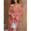 image:imageSOLY HUX Womens Off The Shoulder Long Sleeve Sweater Dress Party Formal Bodycon Maxi DressesPlain Pink