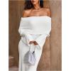 image:imageSOLY HUX Womens Off The Shoulder Long Sleeve Sweater Dress Party Formal Bodycon Maxi DressesPlain White