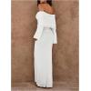 image:imageSOLY HUX Womens Off The Shoulder Long Sleeve Sweater Dress Party Formal Bodycon Maxi DressesPlain White