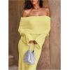 image:imageSOLY HUX Womens Off The Shoulder Long Sleeve Sweater Dress Party Formal Bodycon Maxi DressesPlain Yellow