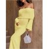 image:imageSOLY HUX Womens Off The Shoulder Long Sleeve Sweater Dress Party Formal Bodycon Maxi DressesPlain Yellow