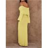 image:imageSOLY HUX Womens Off The Shoulder Long Sleeve Sweater Dress Party Formal Bodycon Maxi DressesPlain Yellow