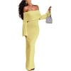 image:imageSOLY HUX Womens Off The Shoulder Long Sleeve Sweater Dress Party Formal Bodycon Maxi DressesPlain Yellow