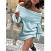 image:imageSOLY HUX Womens Off The Shoulder Sweater Dress Long Sleeve Knit Loose Mini DressesPure Light Blue