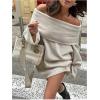 image:imageSOLY HUX Womens Off The Shoulder Sweater Dress Long Sleeve Knit Loose Mini DressesPure White