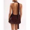 image:imageSOLY HUX Womens Polka Dots Mini Dress Backless Sleeveless Halter A Line Party Summer DressesCoffee Brown Polka Dots