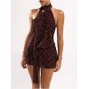 image:imageSOLY HUX Womens Polka Dots Mini Dress Backless Sleeveless Halter A Line Party Summer DressesCoffee Brown Polka Dots