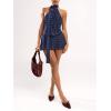 image:imageSOLY HUX Womens Polka Dots Mini Dress Backless Sleeveless Halter A Line Party Summer DressesDark Blue Polka Dots