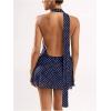 image:imageSOLY HUX Womens Polka Dots Mini Dress Backless Sleeveless Halter A Line Party Summer DressesDark Blue Polka Dots