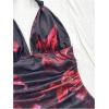 image:imageSOLY HUX Womens Sexy Tie Dye Print Halter V Neck Mini Dress Retro Backless Fitted Bodycon DressesBlack Floral