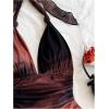 image:imageSOLY HUX Womens Sexy Tie Dye Print Halter V Neck Mini Dress Retro Backless Fitted Bodycon DressesBrown Multi